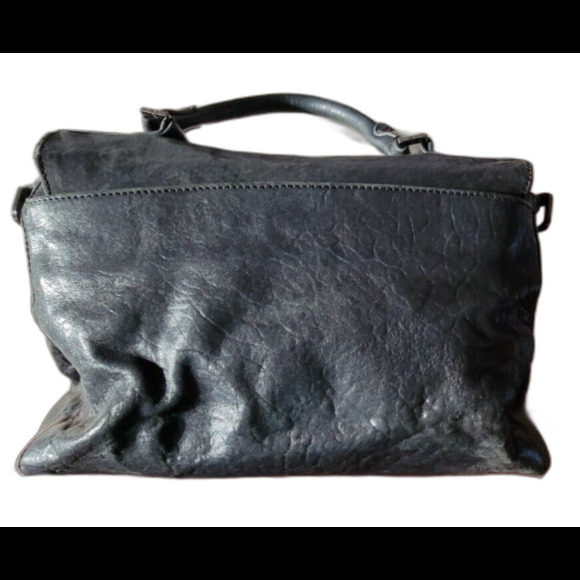 Tory Burch Audra Glazed Leather Black Satchel Bag - Picture 14 of 14